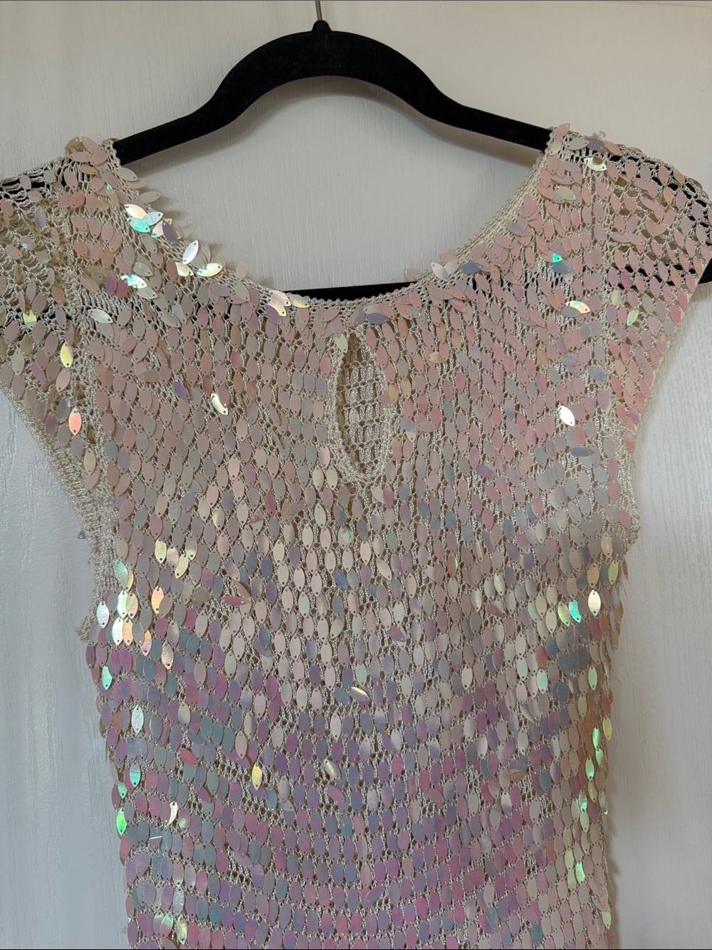 Vintage Y2K Iridescent Paillette Mesh Festival Blouse - Picture 12 of 16